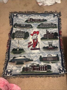 Ole Miss Rebels Throw Blanket - Navy/Red